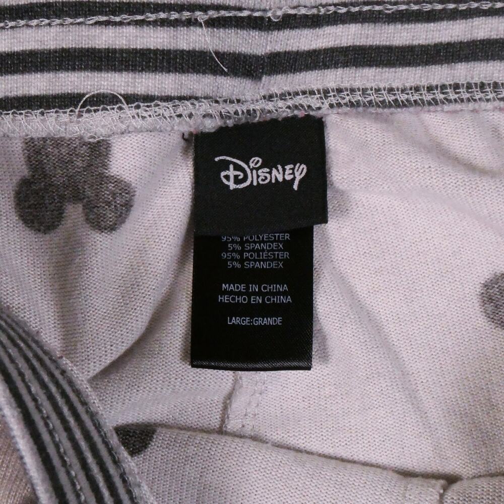 Disney Grey Black Mickey Mouse Pajamas Size L 2 Pc Set Soft Long Sleeve & Pants - Picture 5 of 12